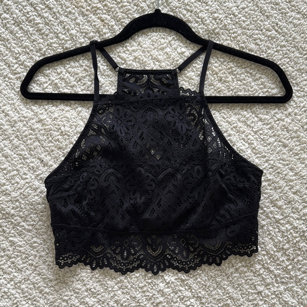 Black Lace Halter Bralette